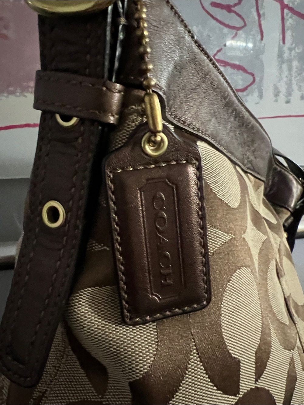 Coach 2009 Kristin Op Art Signature Canvas Leather Bag (see pic small rub) - Picture 5 of 8